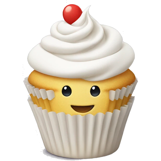 White cupcake with a happy face emoji