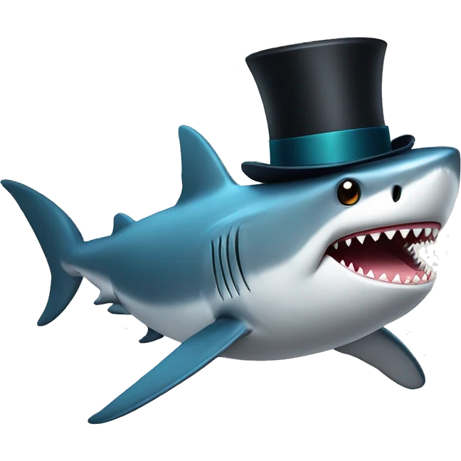 Shark with a top hat emoji