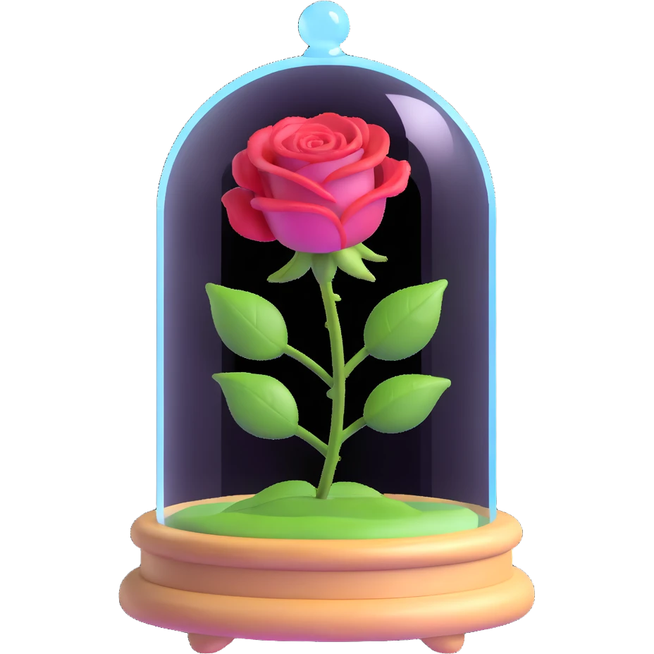 Enchanted rose in glass case from Beauty and the Beast emoji