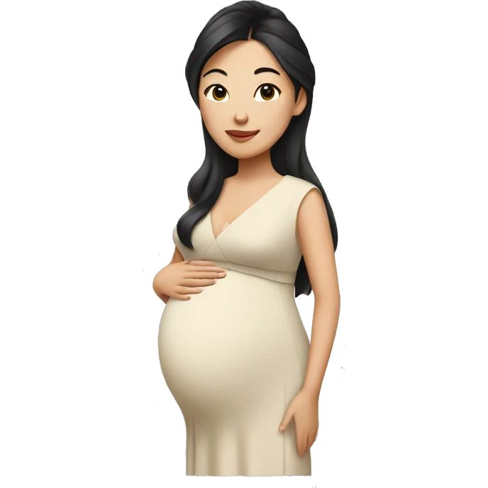 Asian woman in elegant pregnancy dress emoji
