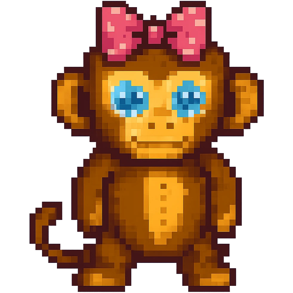 Add a cute hair bow to the monkey. Keep the background transparent. emoji