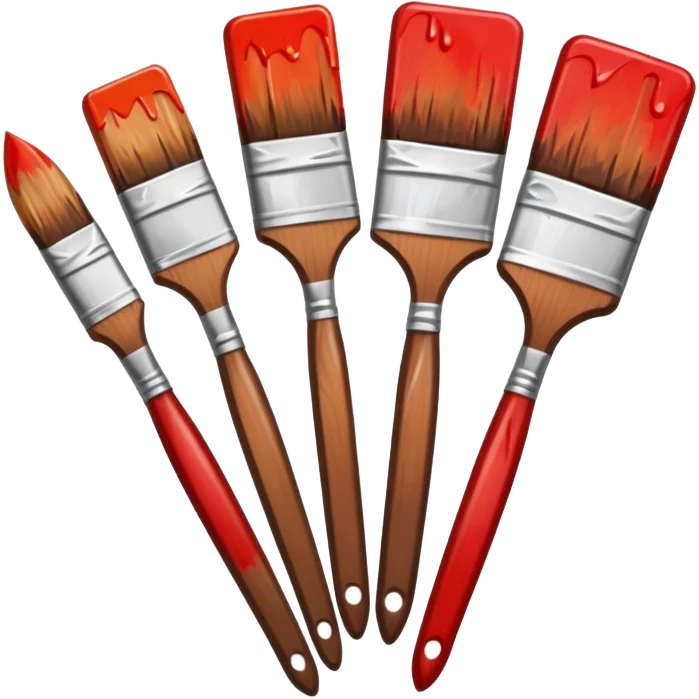 STICKER PINCEAUX ROUGE ET BRUN AVEC  PEINTURE ET TACHE DE PEINTURE emoji