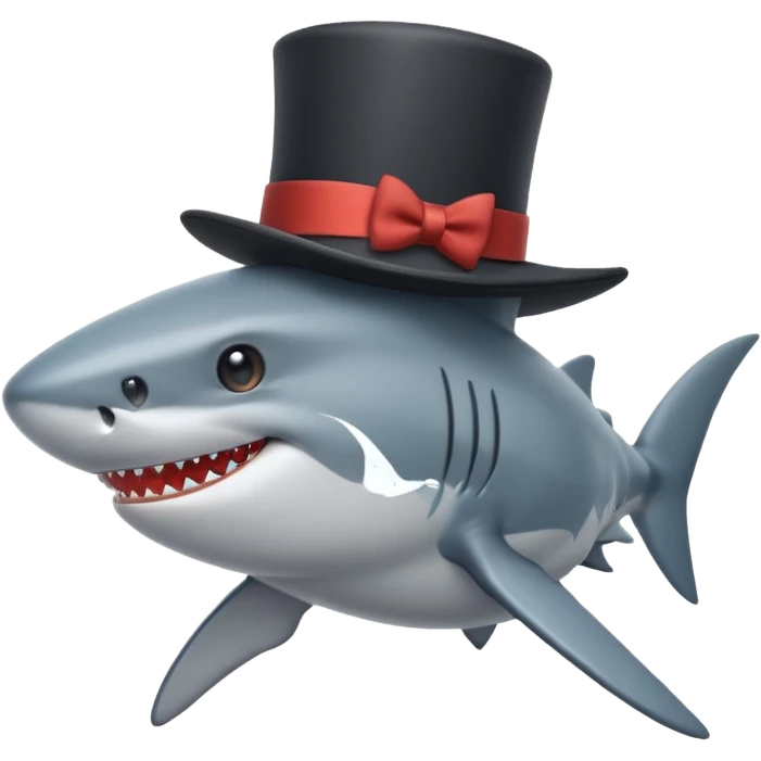 Shark with a top hat emoji