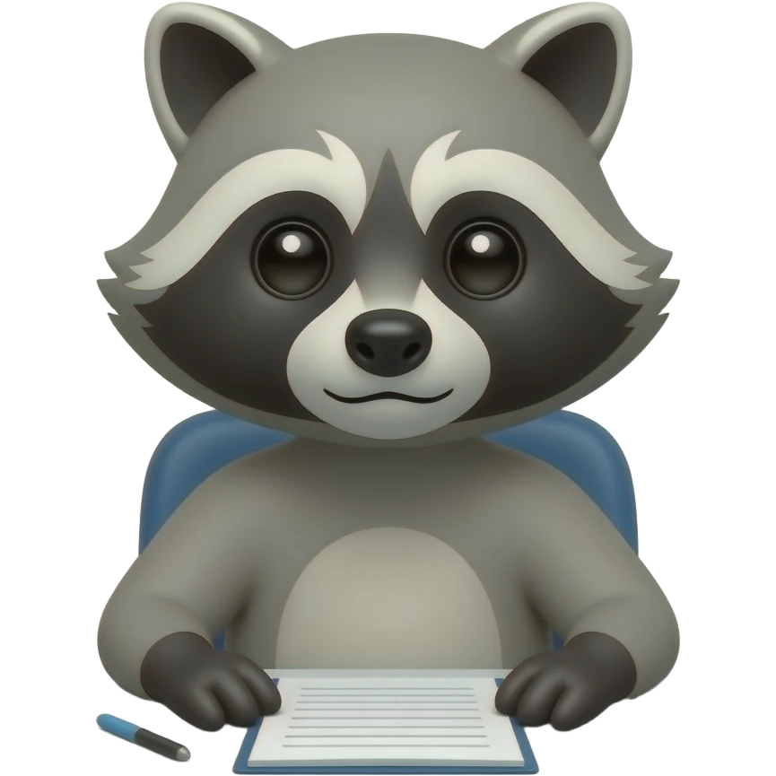 racoon in a virtual meeting emoji