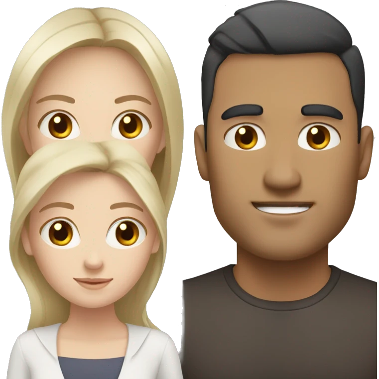 White woman dark hair + white man dark hair + asian woman dark hair emoji