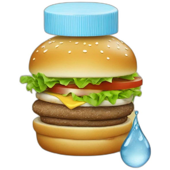 Un burger et une goutte d'eau emoji