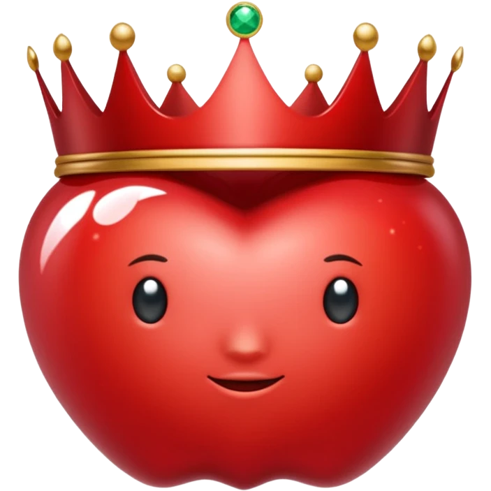 A red crown in the style of apple emojis, with a gem in the middle emoji
