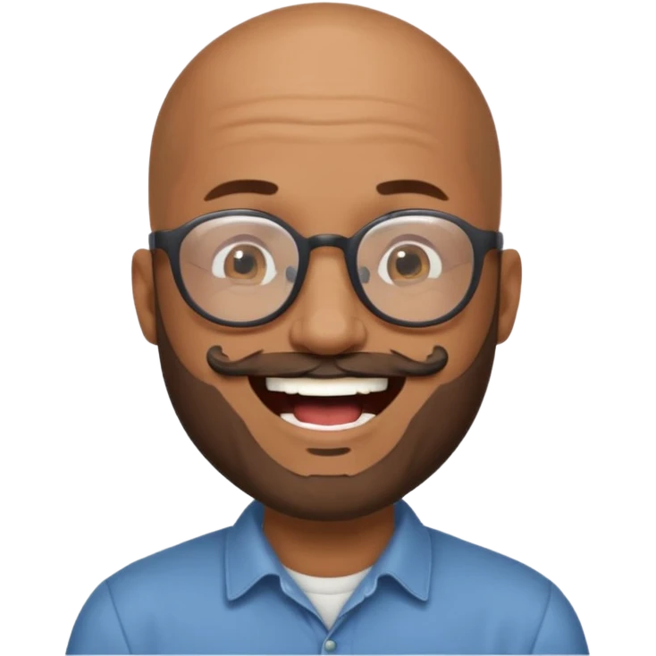 bald headed brown man salt and pepper beard glasses laughing emoji