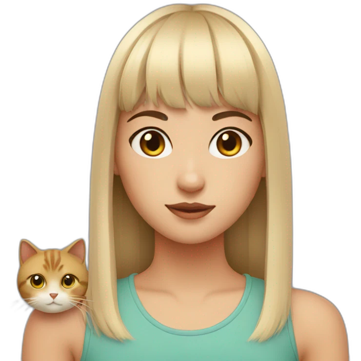 girl with bangs and cat emoji