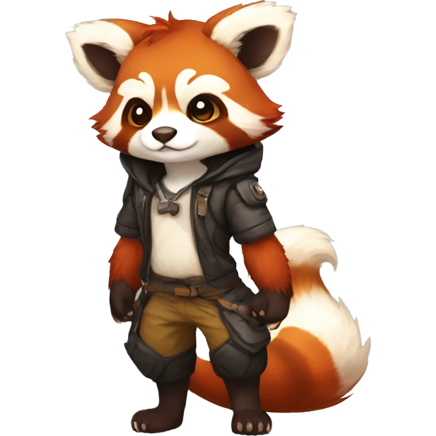 Anthro, Red Panda, Transformice-style, full body emoji