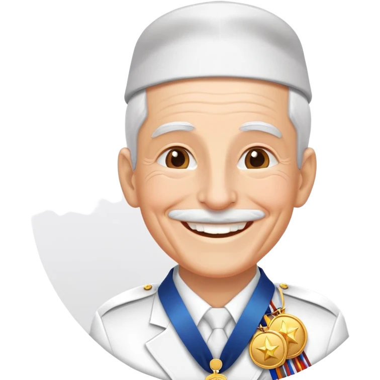 Veteran with medals, smiling, festive atmosphere May 9 emoji