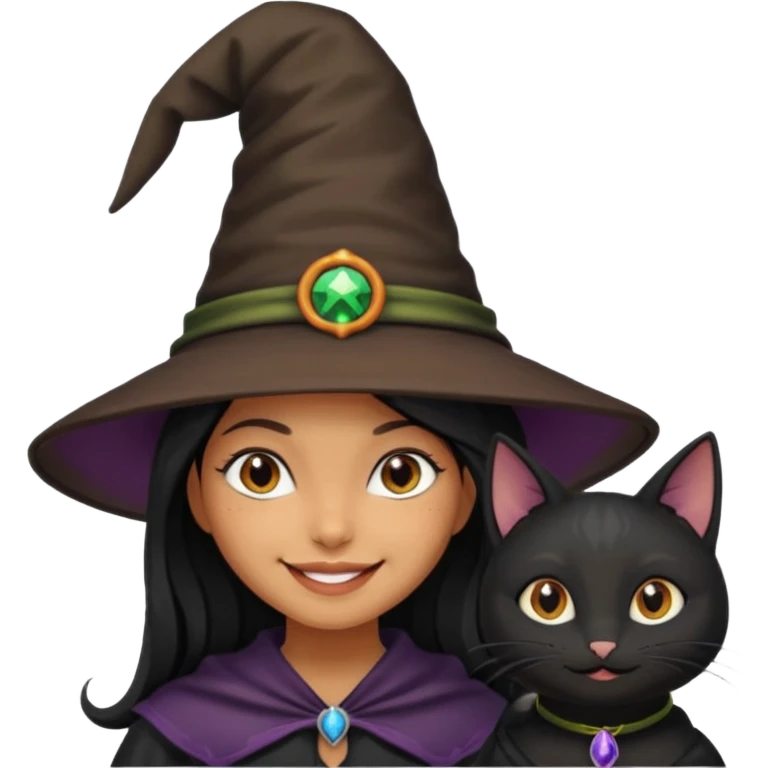 Make emoji of girl witch black cat emoji