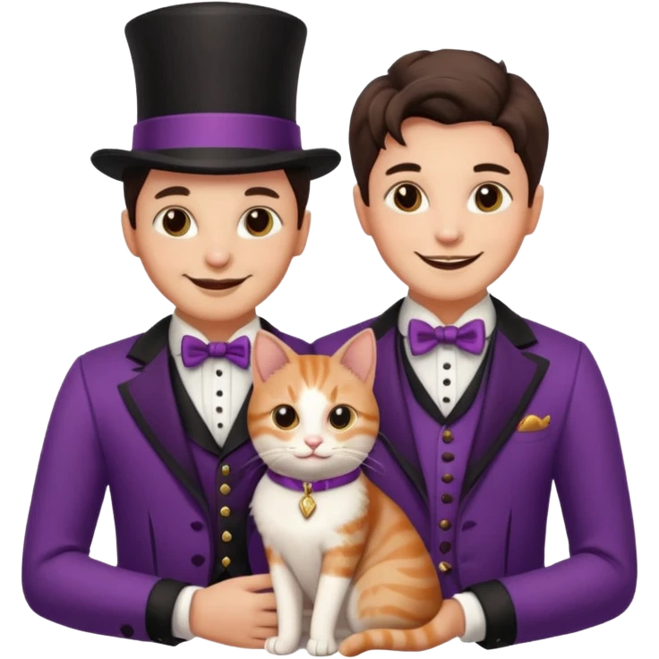 magician couple and their pet cat emoji