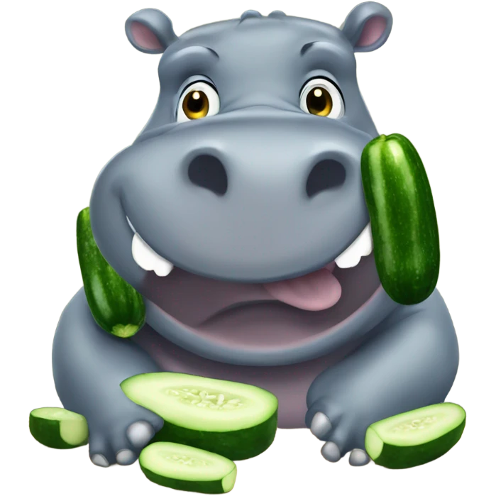 Hippo eating cucumber  emoji