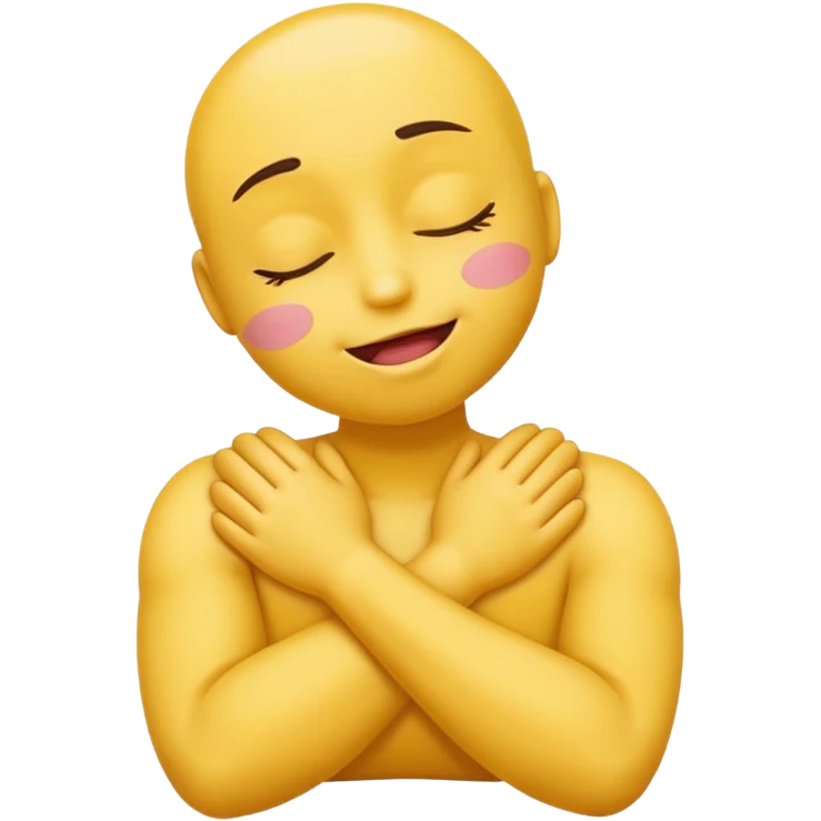 yellow emoji with arms crossed, holding neck, closed eyes, tongue out emoji