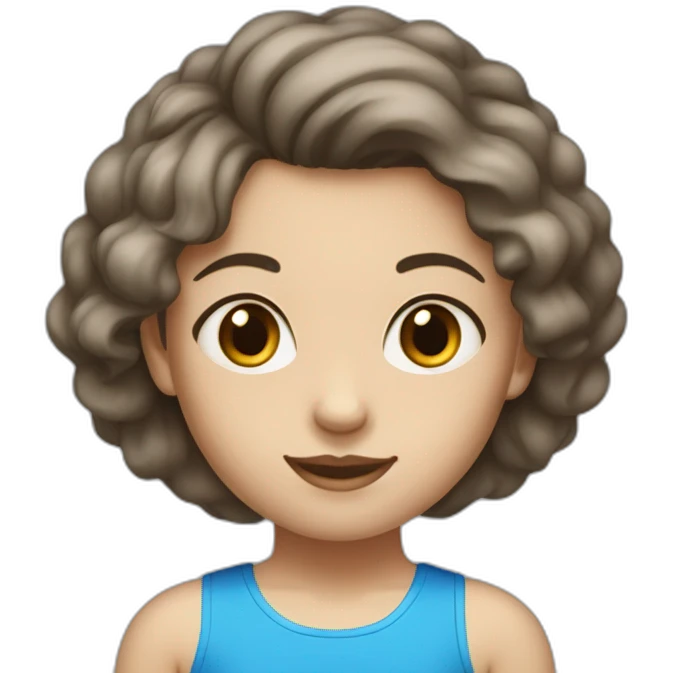 Une fille blanche au cheveux brun foncé au yeux bleu qui fait de la gymnastique emoji