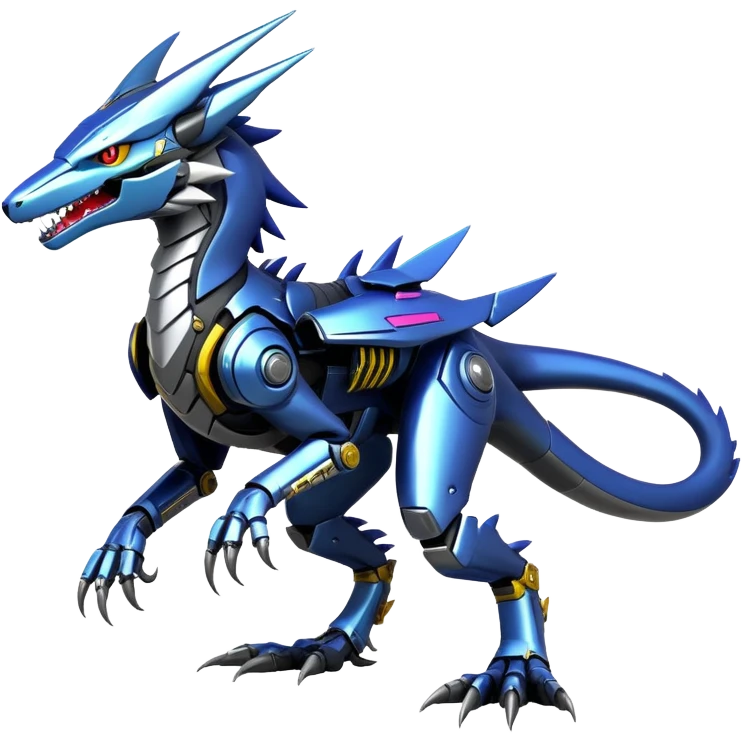 Edgy Futuristic Mechanical Sergal-raptor-nargacuga-vernid, full body emoji