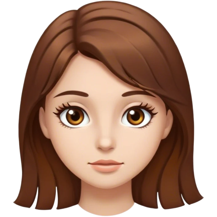 A girl with brown hair long eyelashes and brown eyes emoji