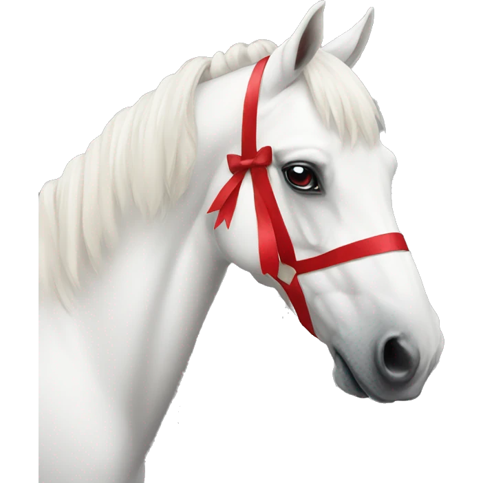 white horse with red bow emoji