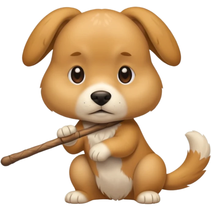 Dog slitting wrist with a stick emoji