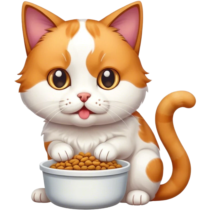 Cat eating dog food emoji