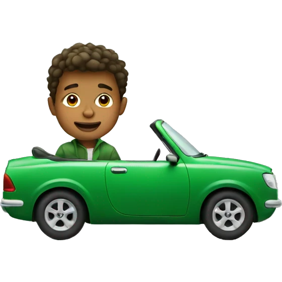 A boy in a green car emoji