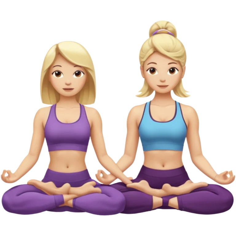 Two women doing yoga both blonde  emoji