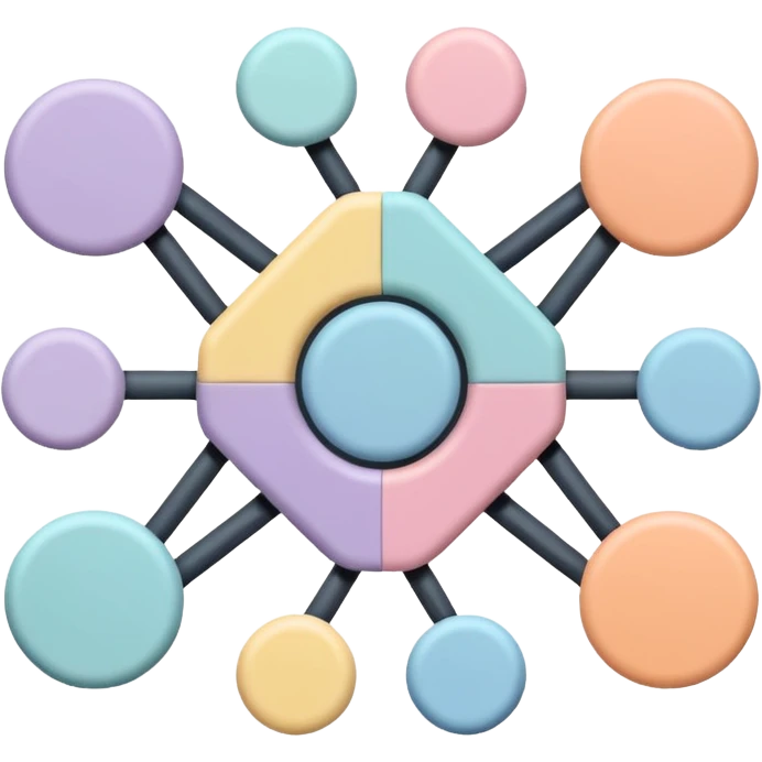 Can you create a picture for an AI LLM model router showing it as a hub connecting different LLMs? Make it pastel colored and abstract
 emoji