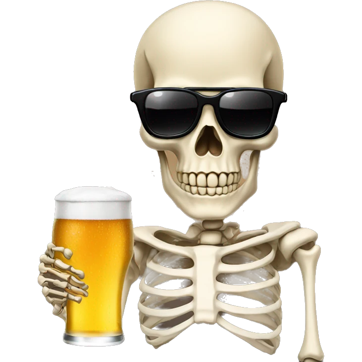 skeleton with beer and sunglasses  emoji