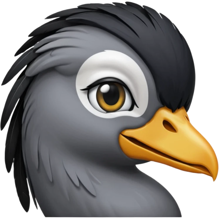 goose head that is emo with swoop of bangs over one eye emoji