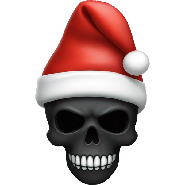 Black skull with Santa hat emoji