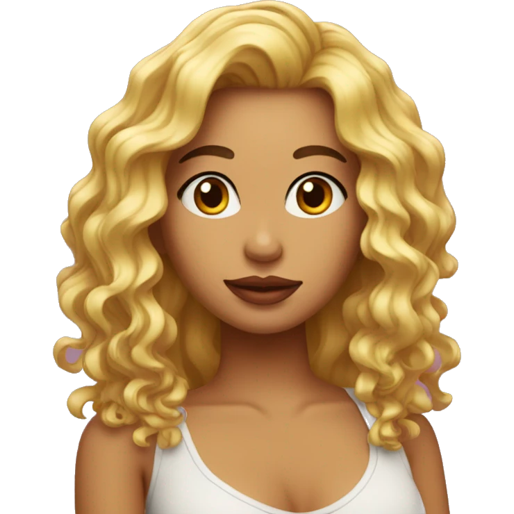 chica con cabello rizado y labios rasado claro  emoji
