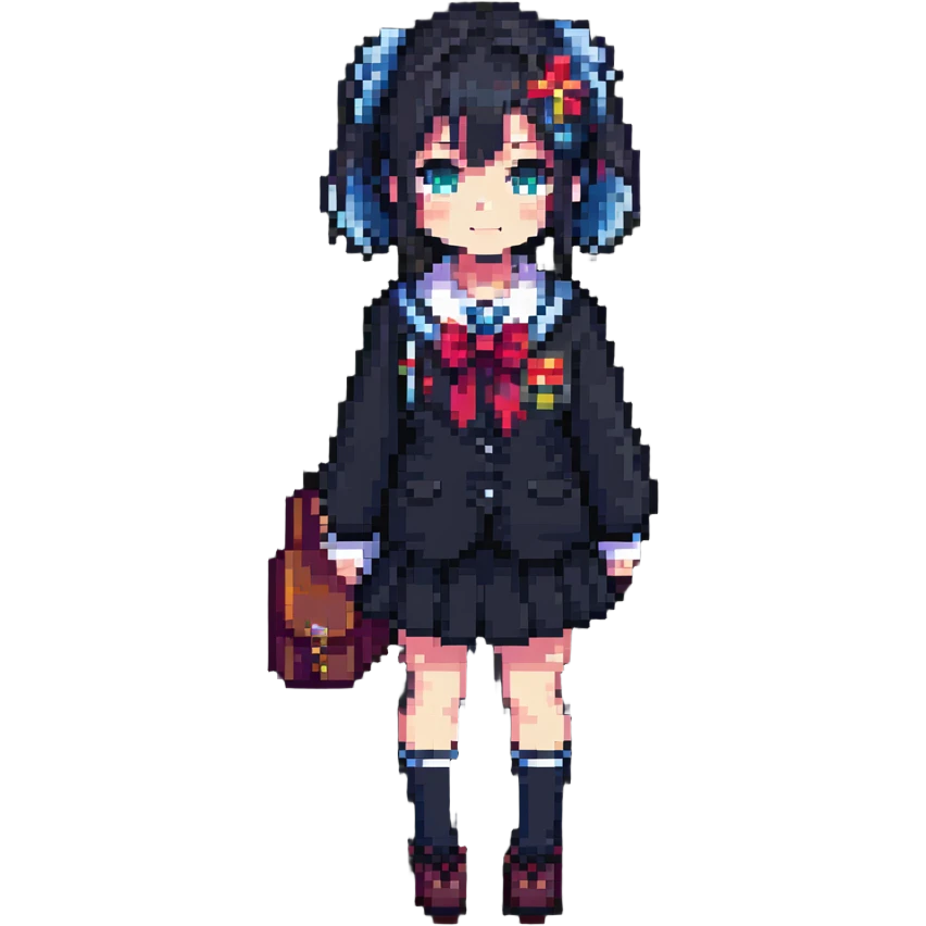 Japanese anime schoolgirl in pixel art style emoji