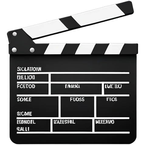 extremely minimalist film clapperboard, ultra simplified movie slate with just essential elements, black and white emoji