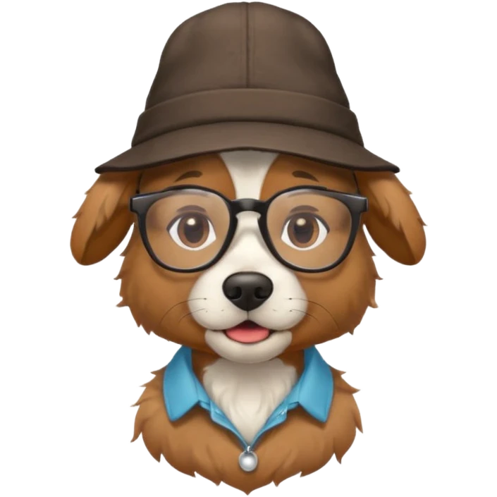 glasses and hat dog with shirt emoji