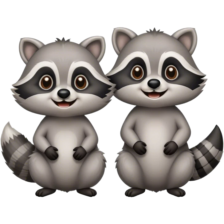 Two cute, smiling raccoons emoji
