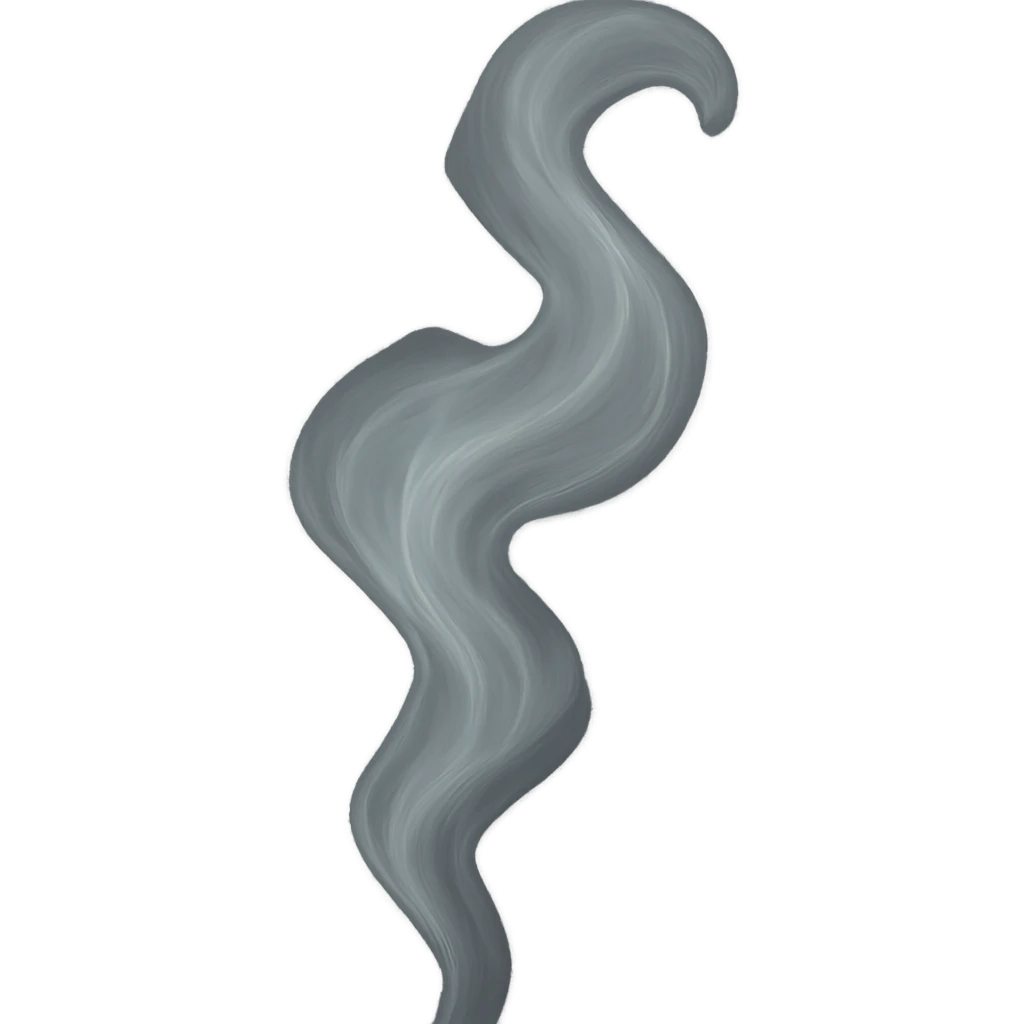 soul depicted as a gentle wisp of smoke, soft and translucent, ethereal, flowing, delicate emoji