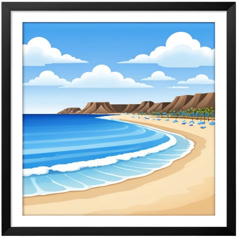 playa paisaje sin que sea un cuadro y que el cielo azul y la arena esten recortada emoji