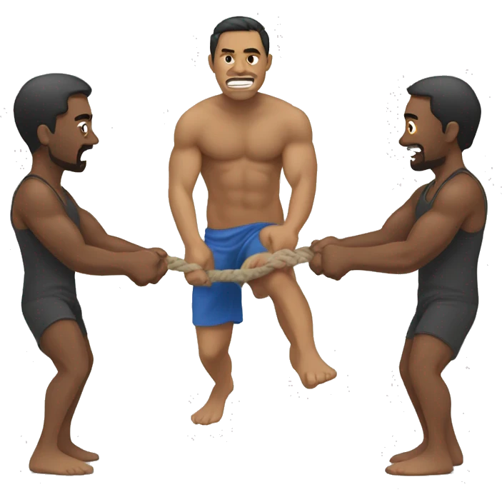 men straining at  tug of war  emoji