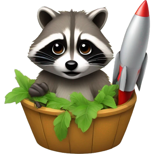 racoon memecoin with rocket emoji