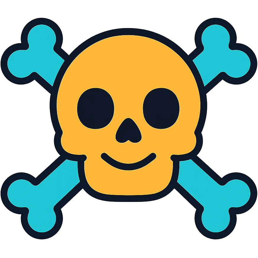 bone skull, icon style, playful expression, stylized features, easy to recognize emoji
