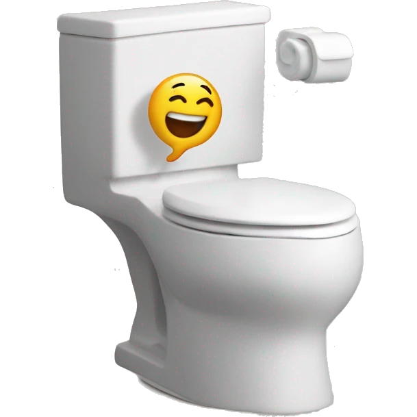 There is a laughing human head on the toilet emoji