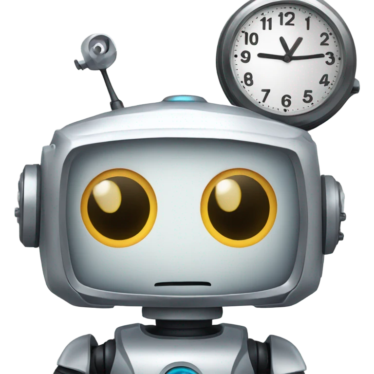 cute robot holds the clock emoji