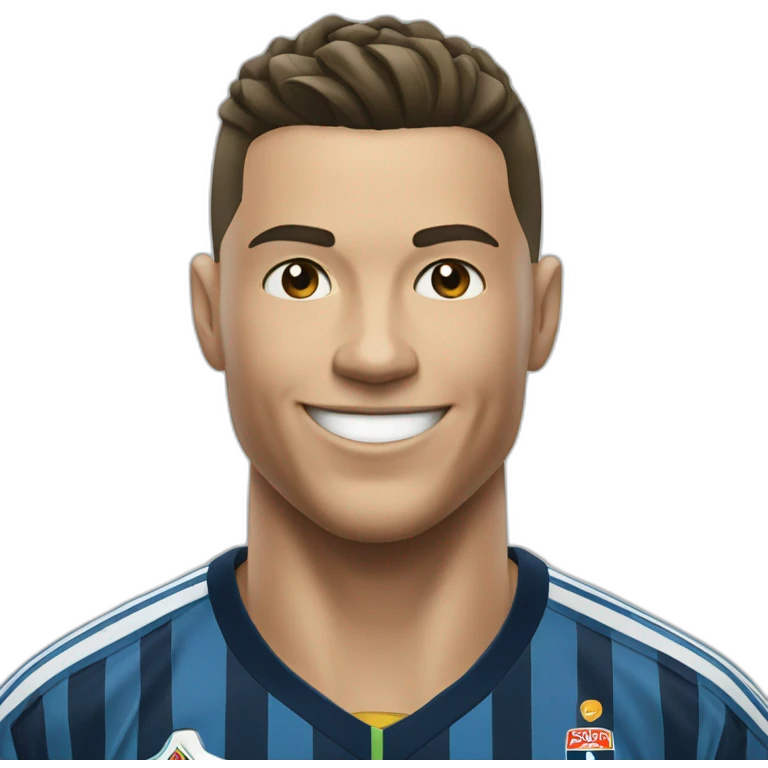 Ronaldo smilling with a soccer ball emoji