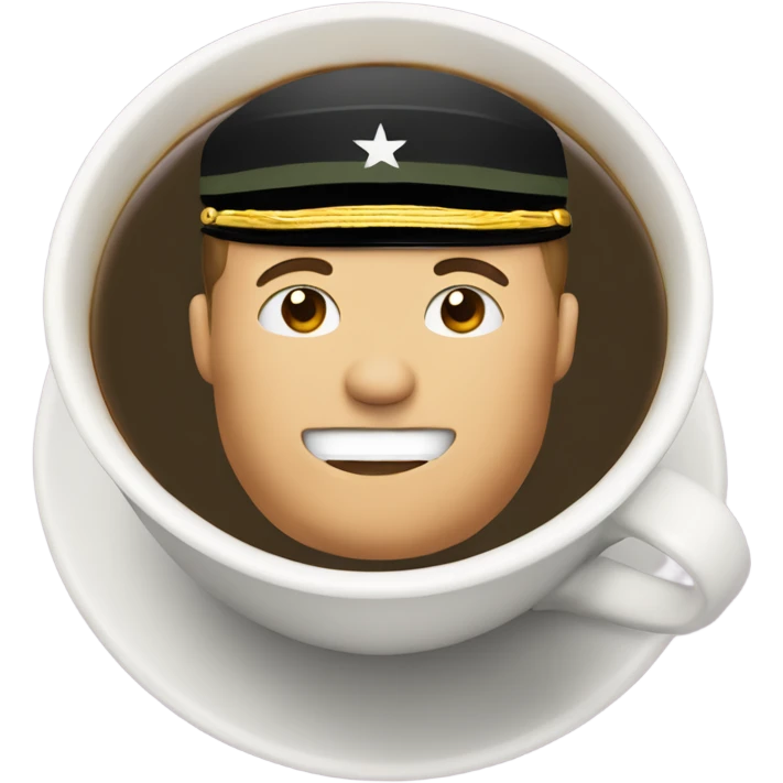 Military man inside a cup of tea emoji
