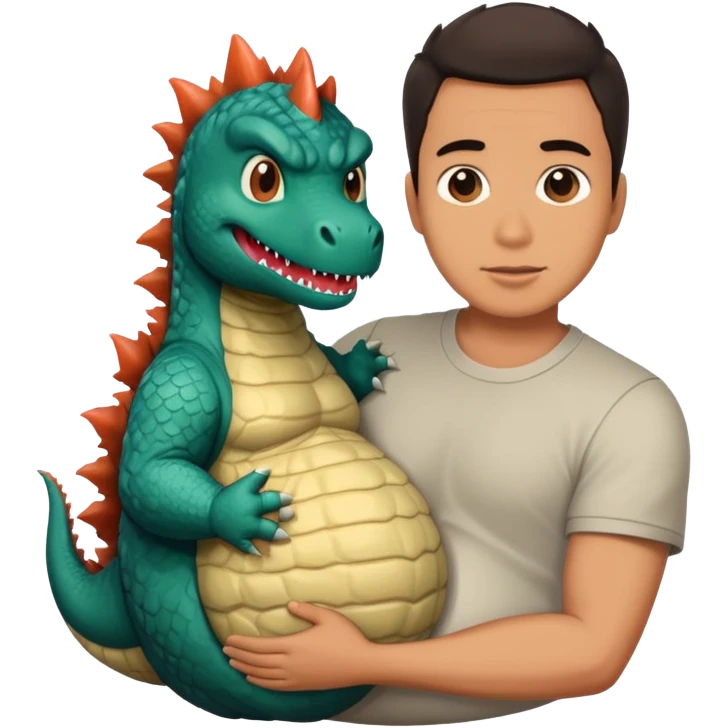 man holding pregnant godzilla emoji