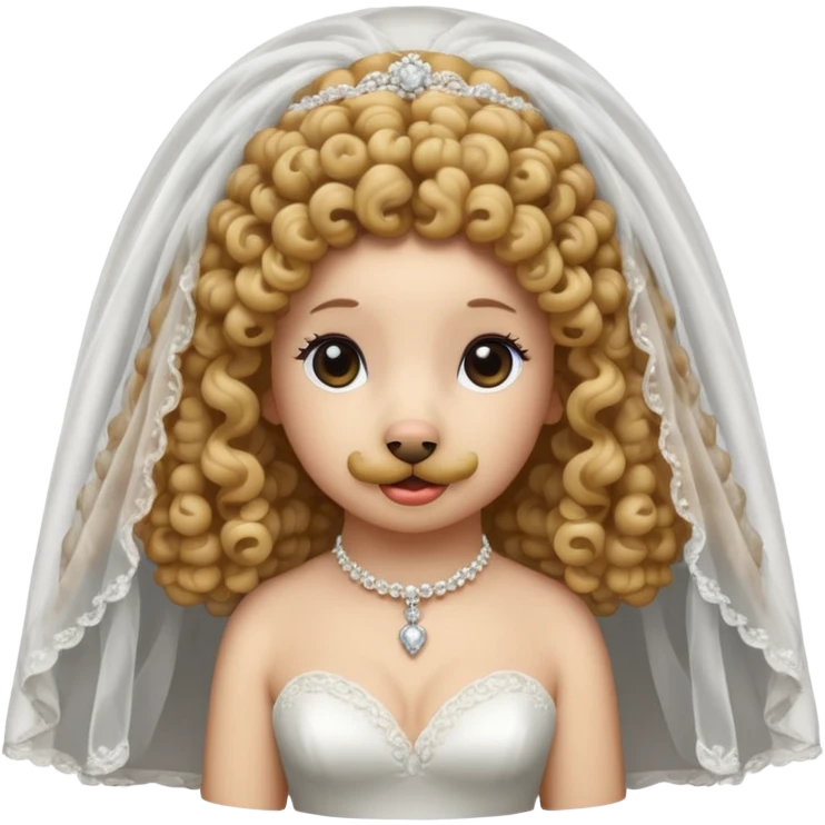 poodle in white veil of bride emoji