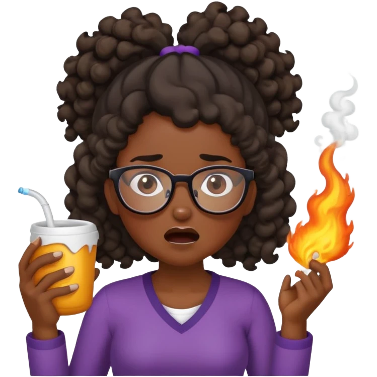 black woman on toilet with curly pony tail and glasses having explosive diarrhea  emoji