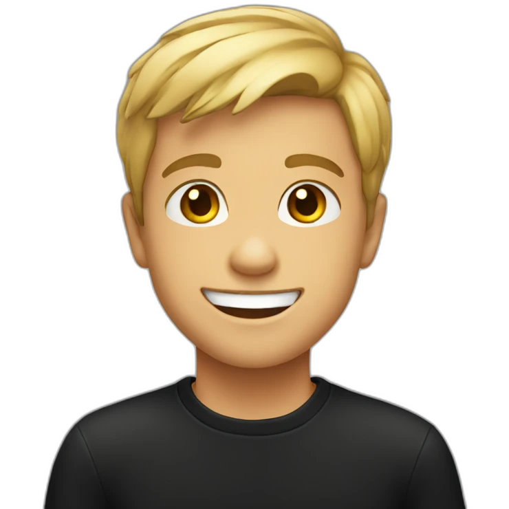 Boy in black shirt smile emoji