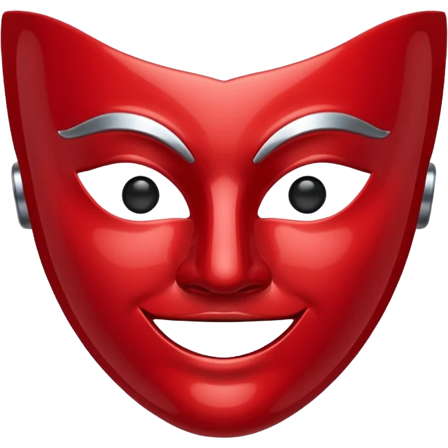 curved mask, red emoji